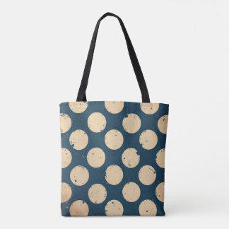 Bolsa Tote Padrão de Bolinhas em Marinho e bege