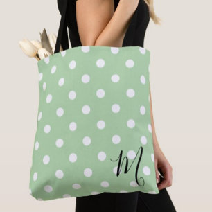 Bolsa Tote Padrão de Bolinhas Verdes Clássico para Compras
