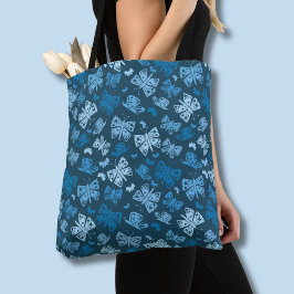 Bolsa Tote Padrão de borboleta azul