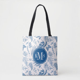 Bolsa Tote Padrão de Borboleta Azul Jardim e Jardim Floral