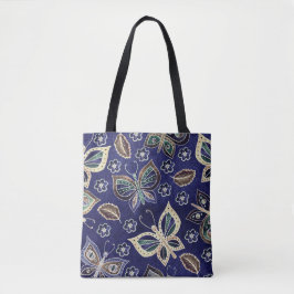 Bolsa Tote Padrão De Borboleta Azul Whimsical Sem Olho