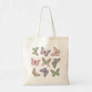 Bolsa Tote Padrão de Borboleta Pastel