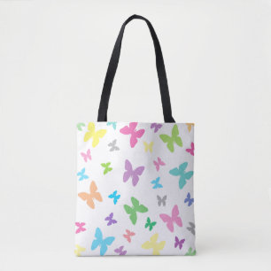 Bolsa Tote Padrão de borboletas coloridas