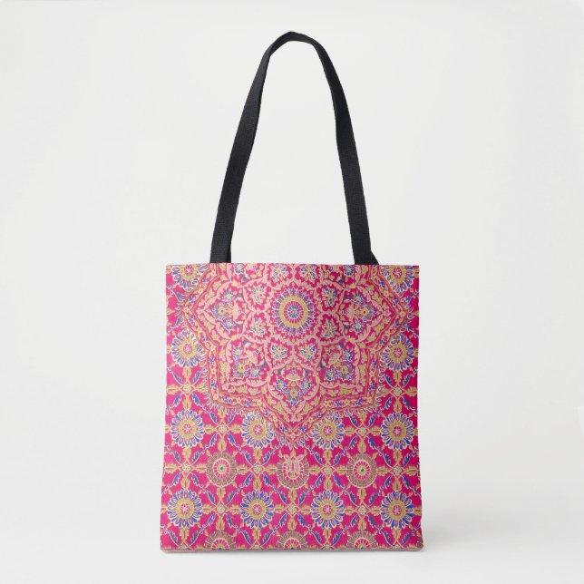 Bolsa Tote Padrão de bordado indiano venenoso (Frente)