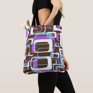 Bolsa Tote Padrão de Brown Roxo 60s