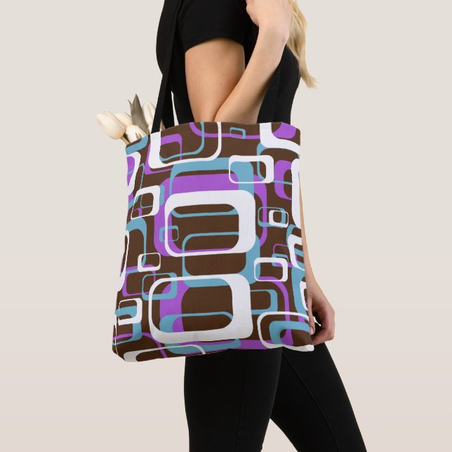 Bolsa Tote Padrão de Brown Roxo 60s (Close Up)