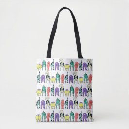 Bolsa Tote Padrão de Bumbuns de Cães Coloridos