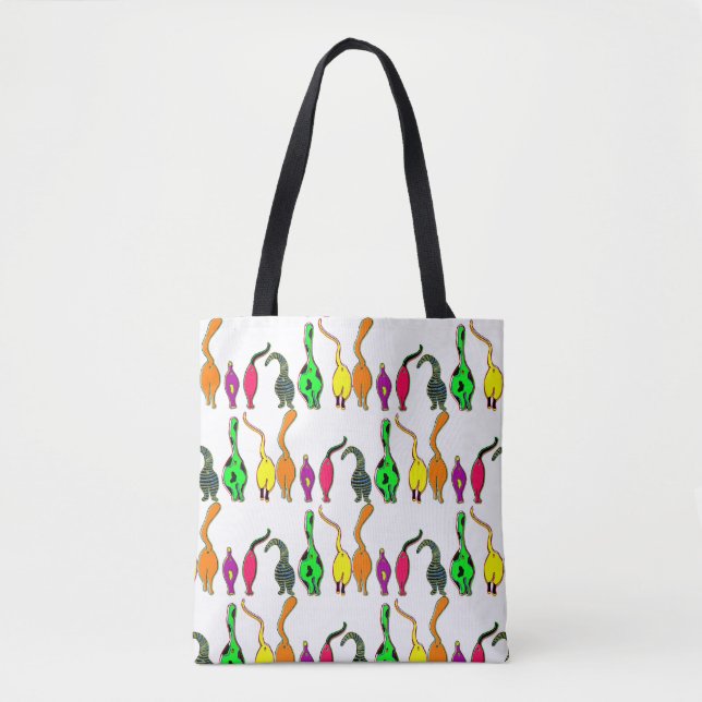 Bolsa Tote Padrão de Bumbuns de Gato Coloridos (Frente)
