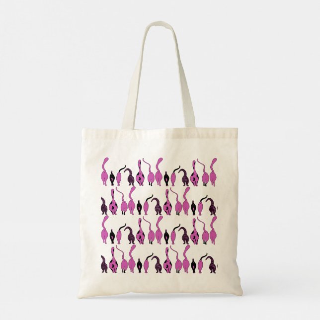 Bolsa Tote Padrão de Bumbuns de Gato Roxo (Verso)
