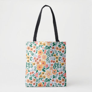 Bolsa Tote Padrão de Buquê de Jardim Colorido
