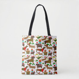 Bolsa Tote Padrão de Cachorro Cachado Cachado de Natal
