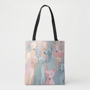 Bolsa Tote Padrão de Cachorro Pastel Cores Ilustração Minimal