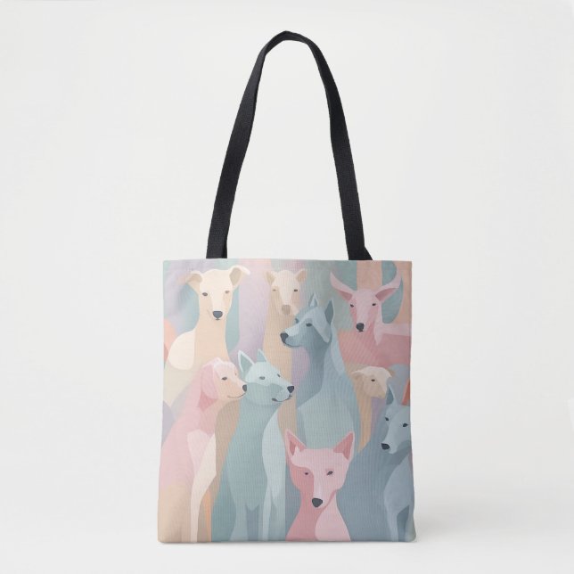 Bolsa Tote Padrão de Cachorro Pastel Cores Ilustração Minimal (Frente)