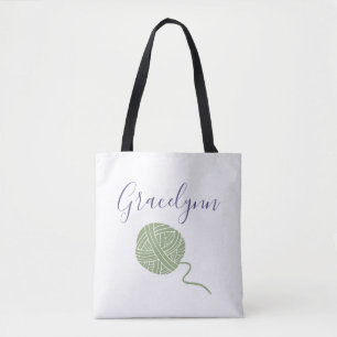 Bolsa Tote Padrão de Cadeia de Caracteres de Bola de Yarn de