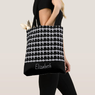 Bolsa Tote Padrão de cadeia incrível, mínimo, preto e branco