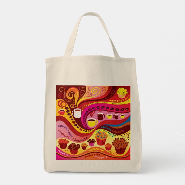 Bolsa Tote Padrão de Café e Muffins (Verso)