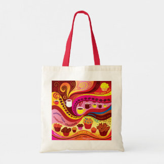 Bolsa Tote Padrão de Café e Muffins