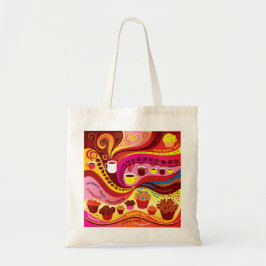 Bolsa Tote Padrão de Café e Muffins