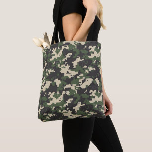 Bolsa Tote Padrão de Camuflagem Digital Verde