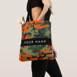 Bolsa Tote Padrão de Camuflagem Laranja, Seu nome, Personaliz
