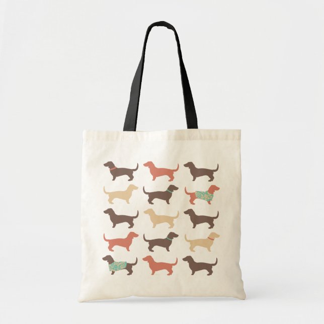 Bolsa Tote Padrão de Cão de Dachshund Divertido (Frente)