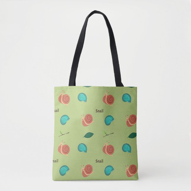 Bolsa Tote Padrão de caracol em verde (Frente)