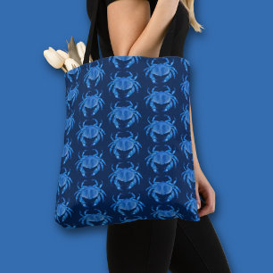 Bolsa Tote Padrão de caranguejo azul à beira-mar