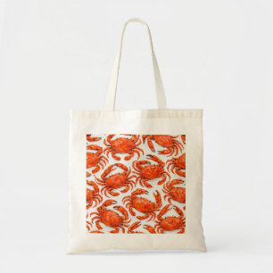 Bolsa Tote Padrão de Caranguejo Laranja Brilhante