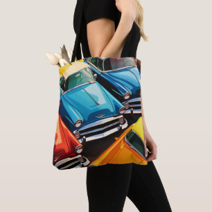 Bolsa Tote Padrão de Carros Clássicos