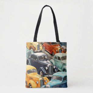 Bolsa Tote Padrão de Carros Clássicos