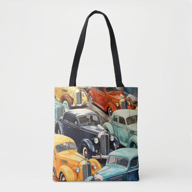 Bolsa Tote Padrão de Carros Clássicos (Frente)