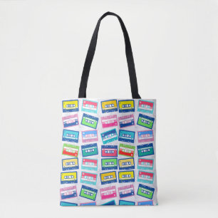 Bolsa Tote Padrão de Cassete de Fita de Áudio Vintage Retroat