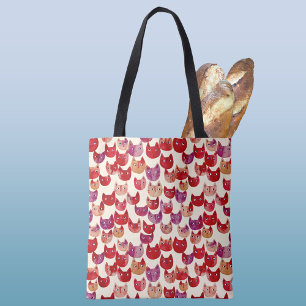 Bolsa Tote Padrão de Cat Colorida Divertida
