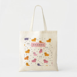 Bolsa Tote Padrão de Cat Playful Personalizado com Bolinhas
