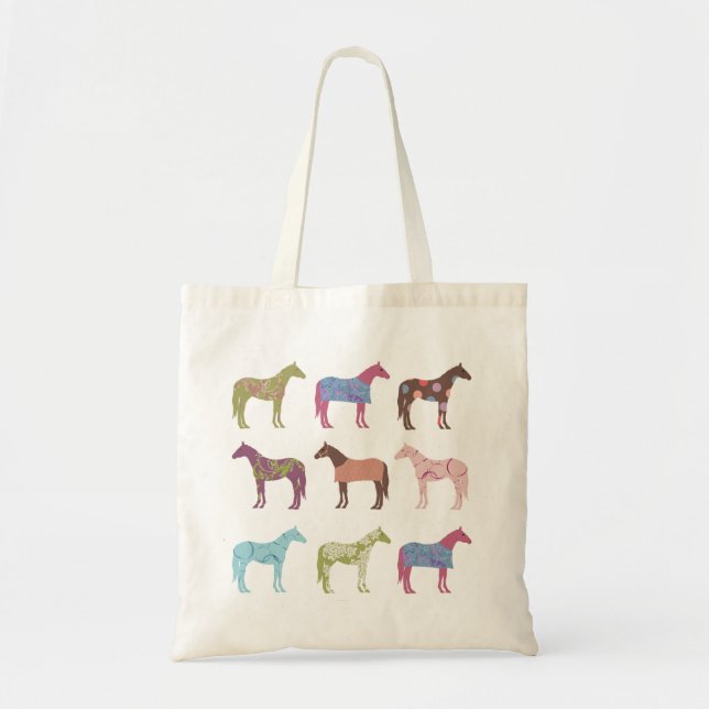 Bolsa Tote Padrão de Cavalo Colorido (Frente)