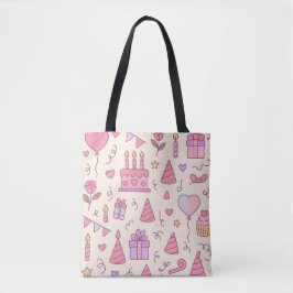 Bolsa Tote Padrão de Celebração de Festa da Princesa Doce