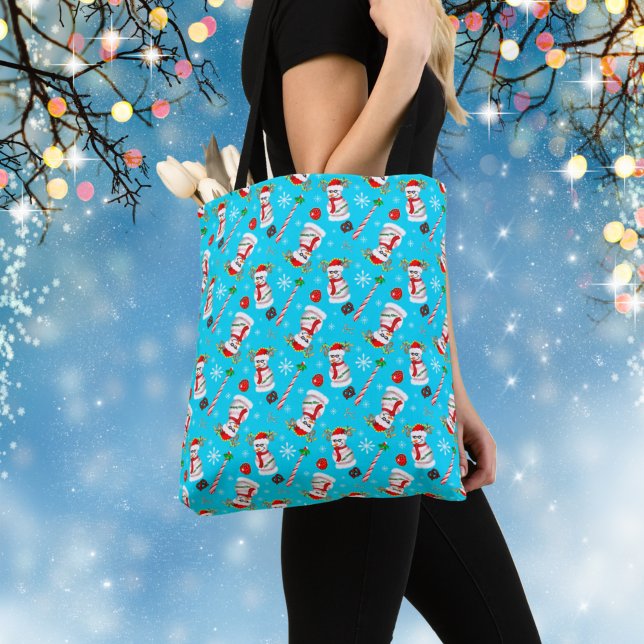 Bolsa Tote Padrão de Celebração de Natal do Boneco de Neve de (Criador carregado)