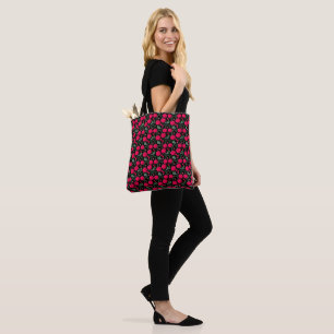 Bolsa Tote Padrão de Cereja Fofo Estética   Cereja Vermelha S
