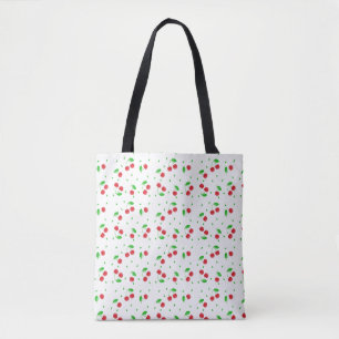 Bolsa Tote Padrão de cerejas vermelhas
