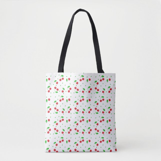 Bolsa Tote Padrão de cerejas vermelhas (Frente)