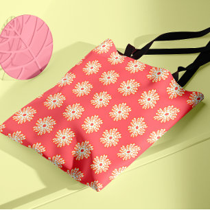 Bolsa Tote Padrão de Chama Circular Geométrica