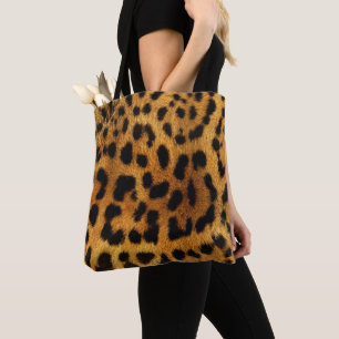 Bolsa Tote padrão de chic do animal marrom impressão leopardo