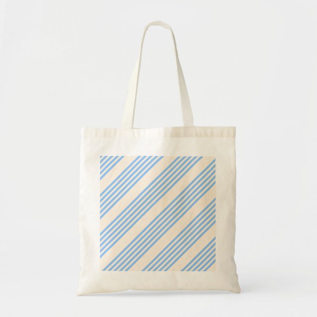 Bolsa Tote Padrão de cinco faixas azul e bege (Frente)