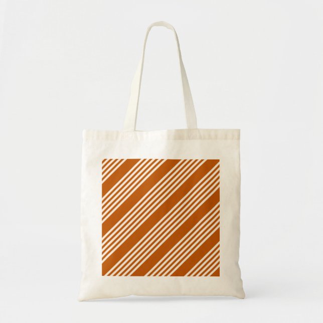 Bolsa Tote Padrão de cinco faixas de bege e laranja queimado (Frente)