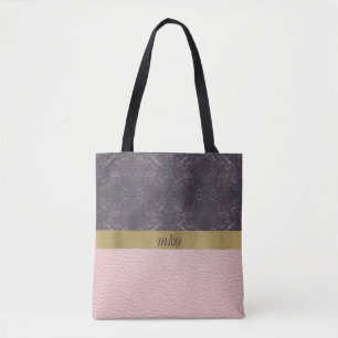 Bolsa Tote Padrão de cinza e rosa
