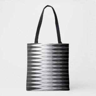 Bolsa Tote Padrão de Cinza Preta Zig Zag