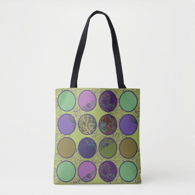 Bolsa Tote Padrão de Círculo Abstrato Ousado – Geométrico Gra (Frente)