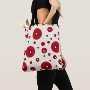 Bolsa Tote Padrão de Círculo Divertido Pontos Vermelhos em Ma