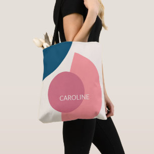 Bolsa Tote Padrão de Círculos Abstratos Funky e Sofisticado d