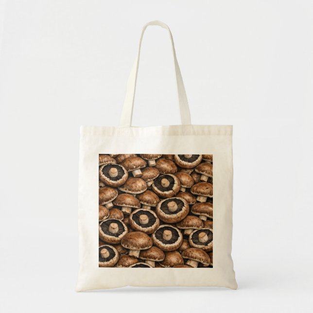 Bolsa Tote Padrão de Cogumelo Portobello (Frente)